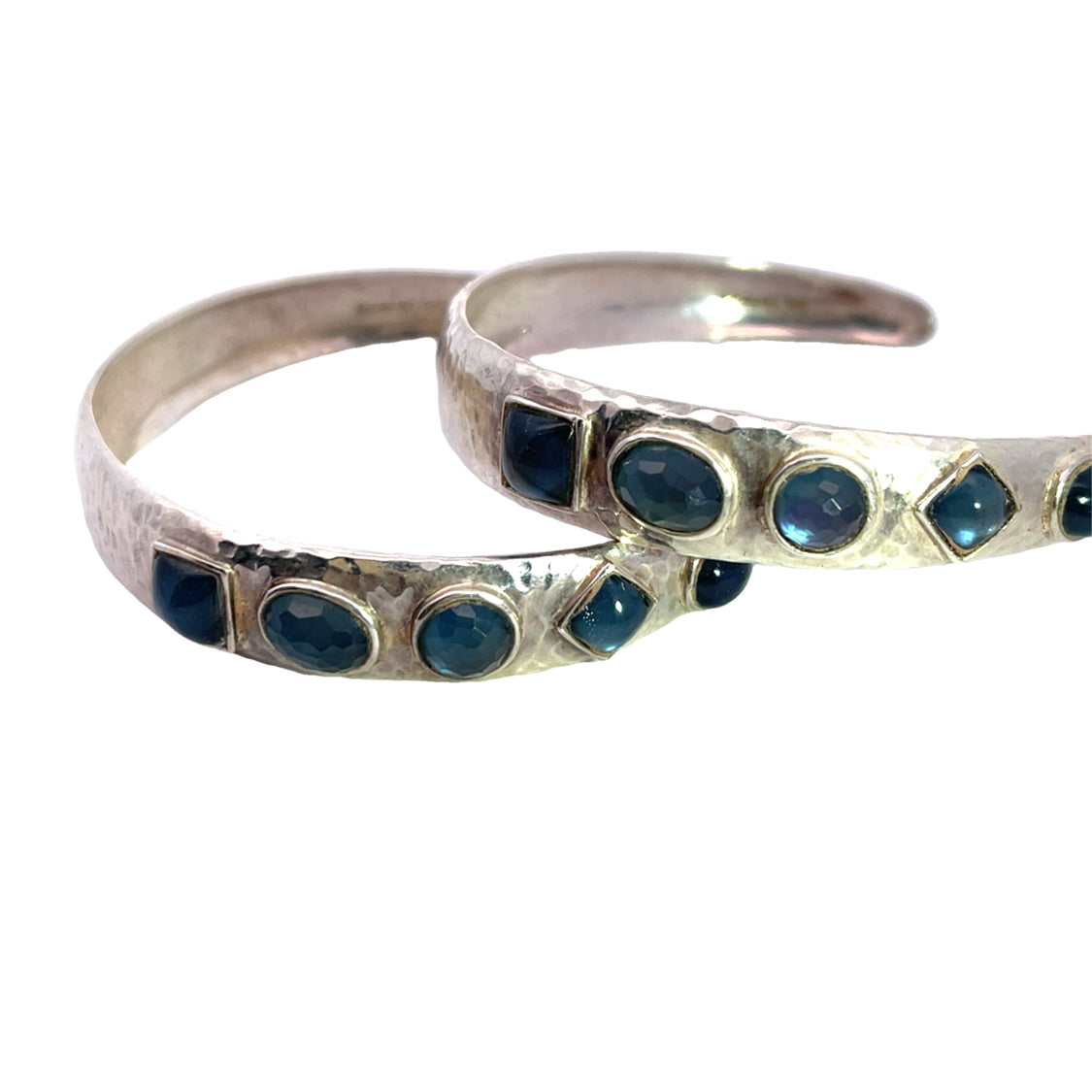 Ippolita Sterling silver mother of pearl topaz large hoop post earrings