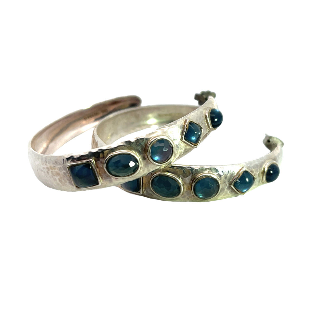 Ippolita Sterling silver mother of pearl topaz large hoop post earrings