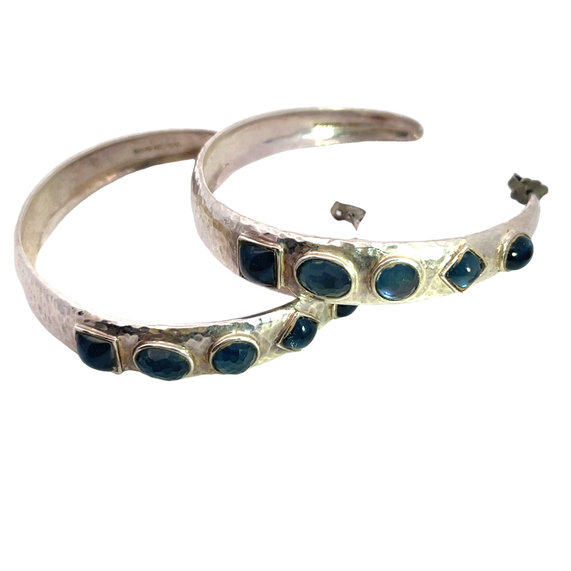 Ippolita Sterling silver mother of pearl topaz large hoop post earrings