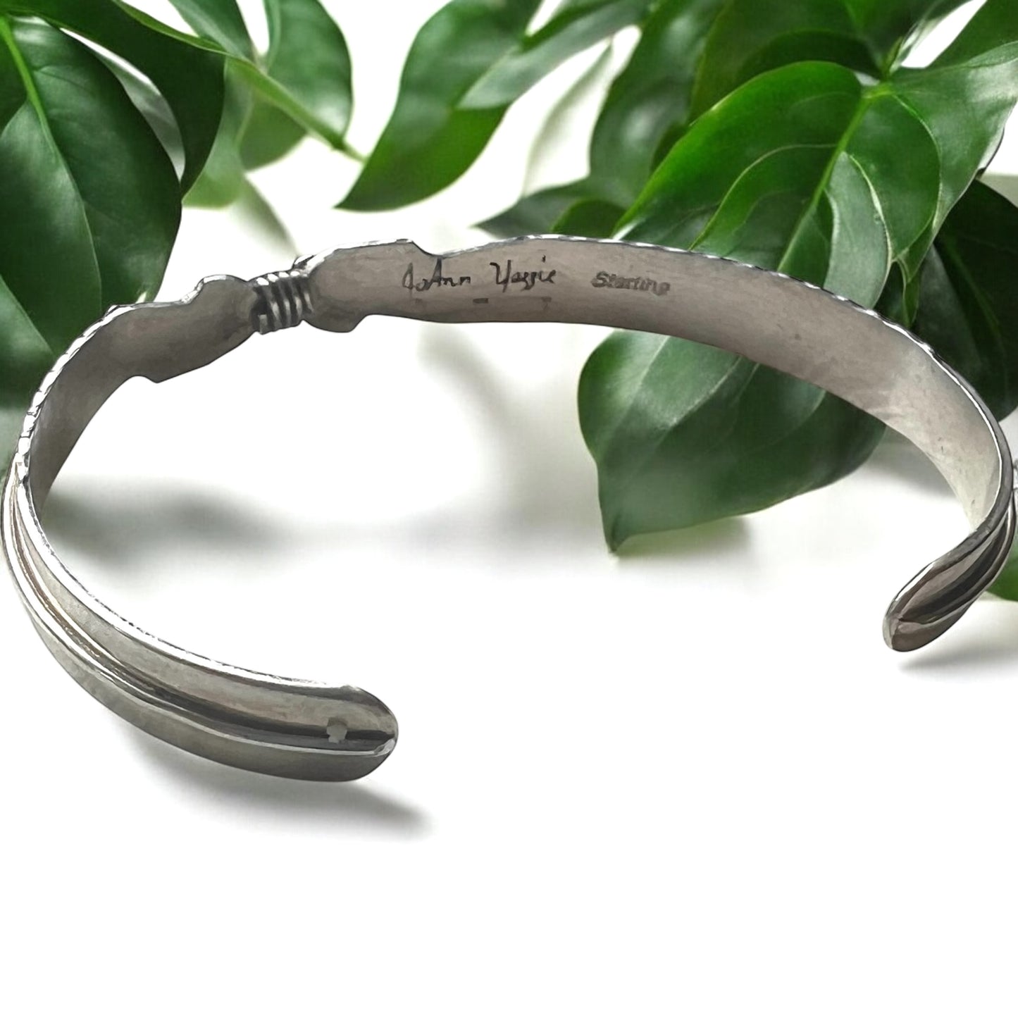 Joanna Yazzi Feather style sterling silver cuff bracelet.