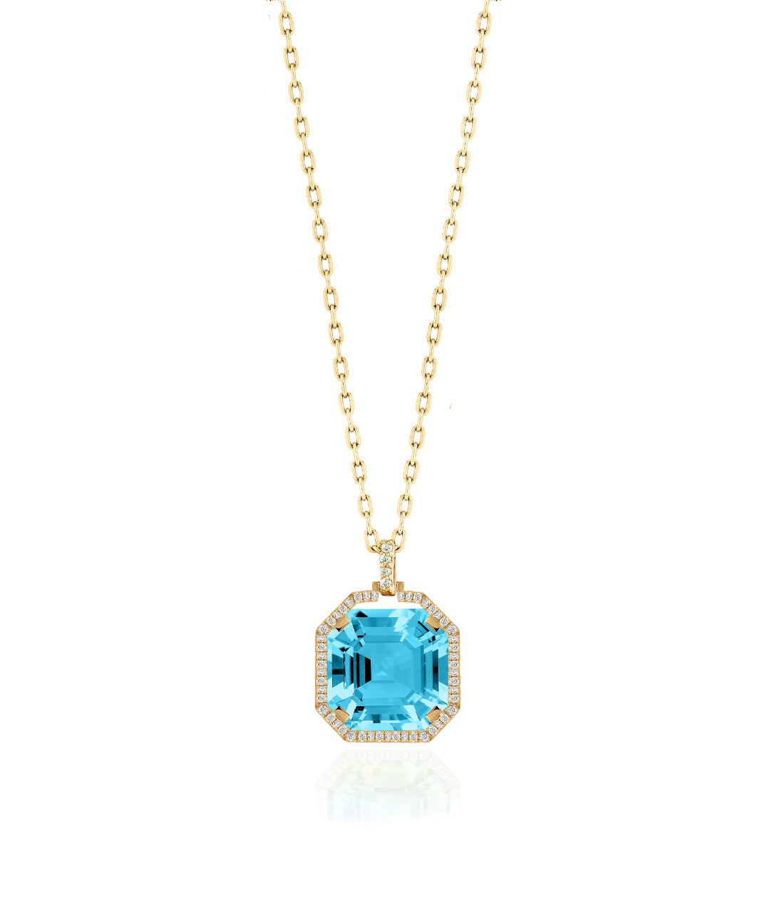 Gossip Asscher Pendant with Diamond Halo