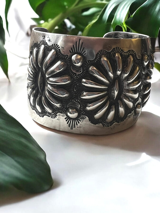 Elvira Bill Sterling Silver Repousse Cuff