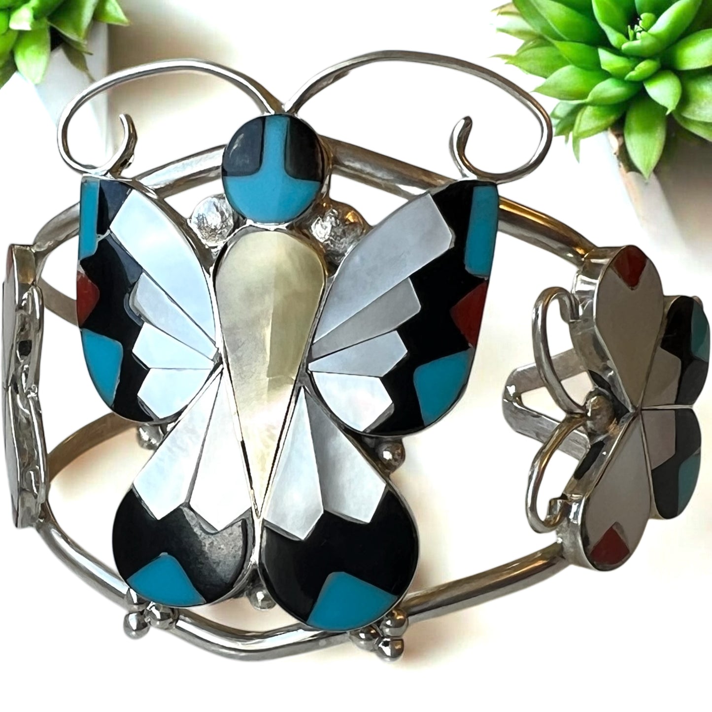 Allison Dishta Zuni inlay butterfly bracelet