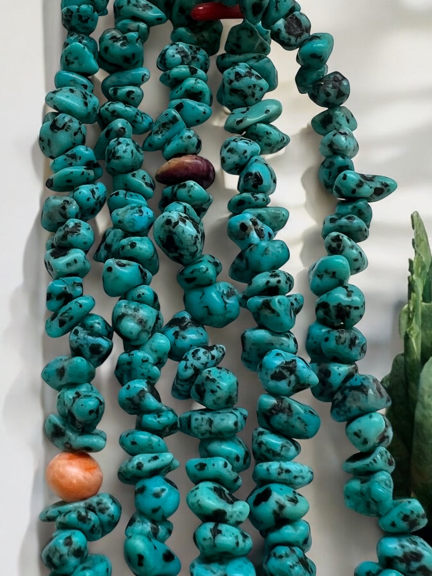 Anna Begay Turquoise nugget, coral and lapis 5 strand necklace