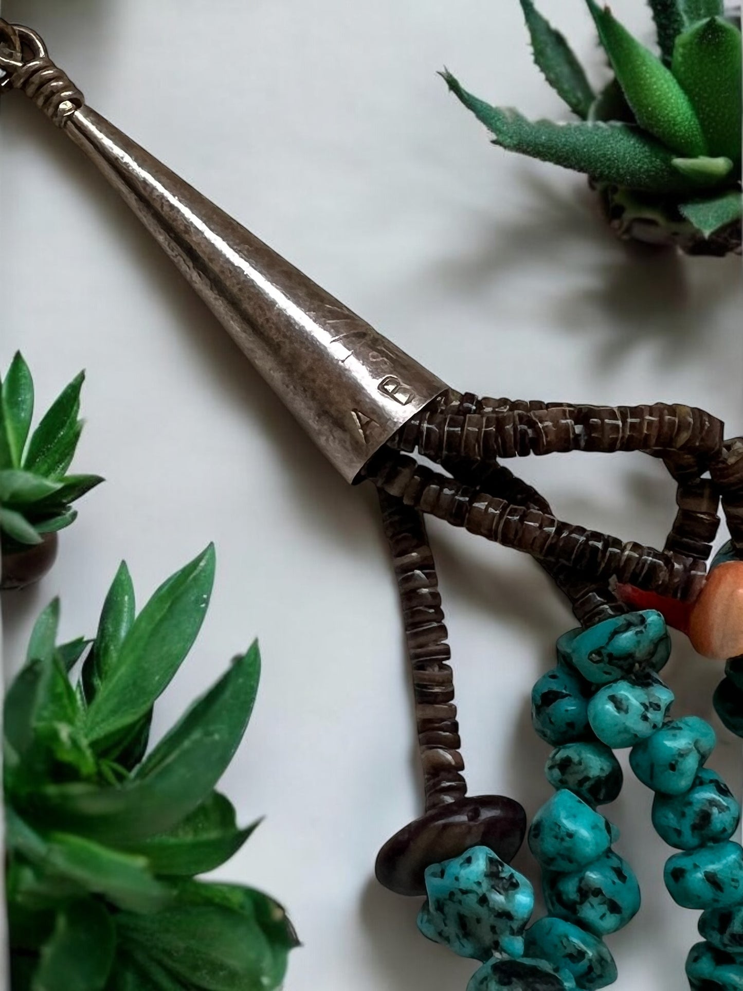 Anna Begay Turquoise nugget, coral and lapis 5 strand necklace